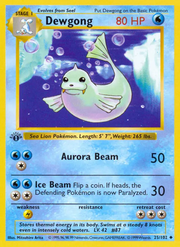 Dewgong Uncommon rarity Base Set Pokémon card price — $4.07