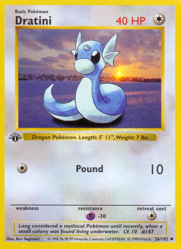 Dratini Uncommon rarity Base Set Pokémon card price — $3.46