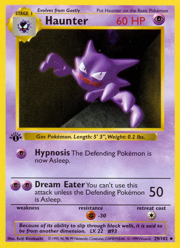 Haunter Uncommon rarity Base Set Pokémon card price — $2.61