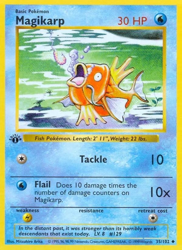 Magikarp Uncommon rarity Base Set Pokémon card price — $4.70