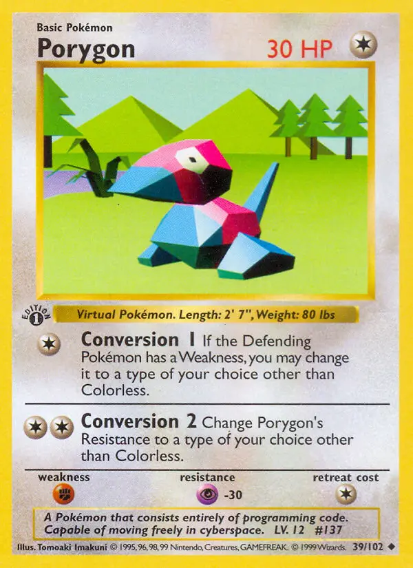 Porygon Uncommon rarity Base Set Pokémon card price — $5.82