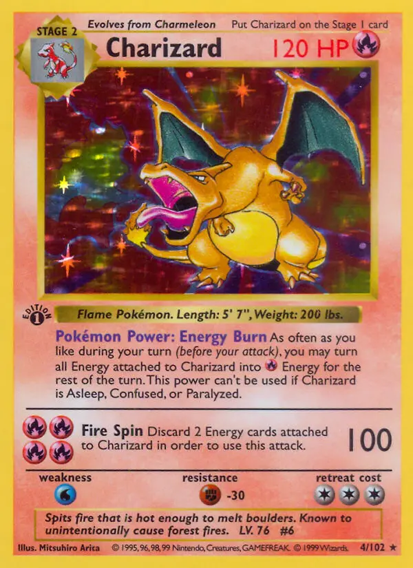 Charizard Rare rarity Base Set Pokémon card price — $800.43