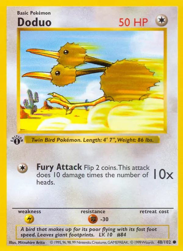 Doduo Common rarity Base Set Pokémon card price — $1.68
