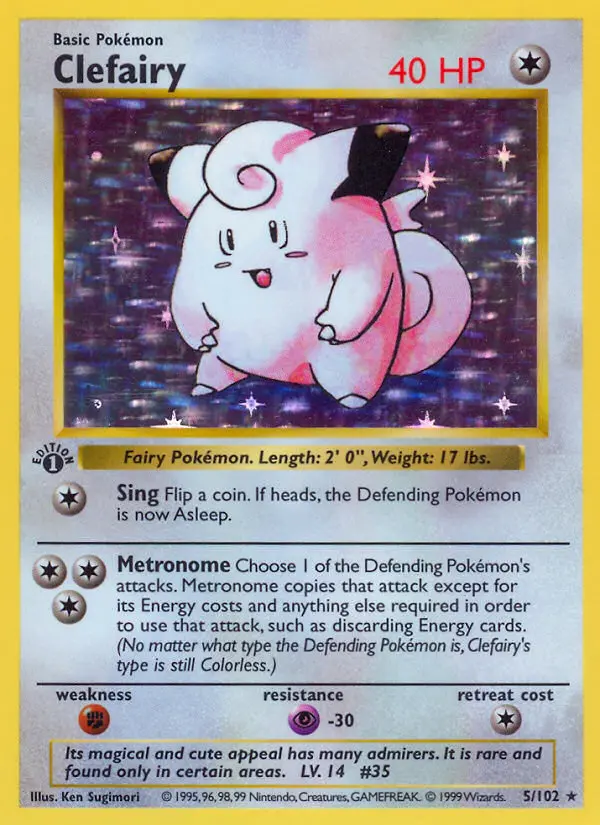Clefairy Rare rarity Base Set Pokémon card price — $41.34