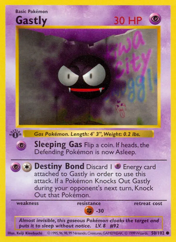 Gastly Common rarity Base Set Pokémon card price — $1.02