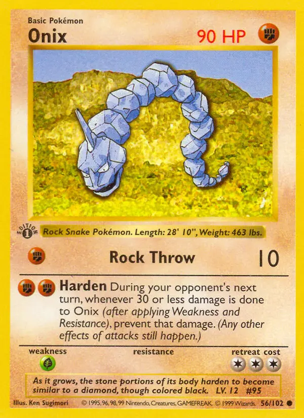 Onix Common rarity Base Set Pokémon card price — $0.69