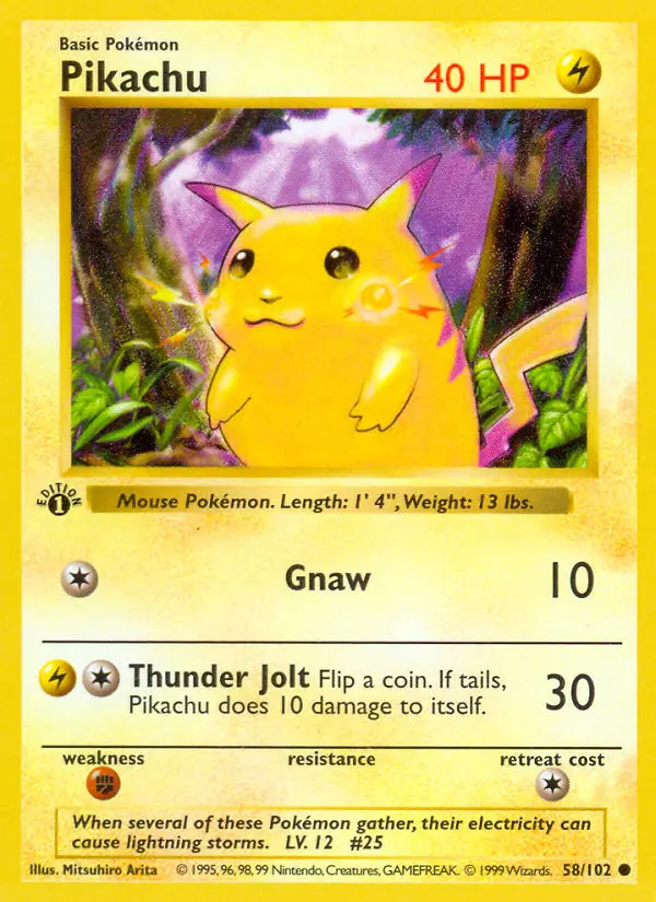 Pikachu Common rarity Base Set Pokémon card price — $7.18