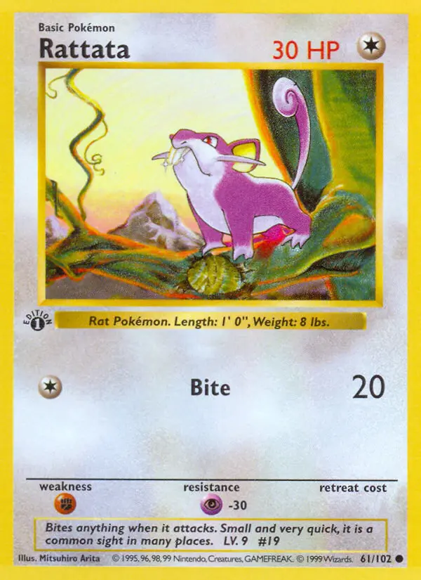 Rattata Common rarity Base Set Pokémon card price — $0.90