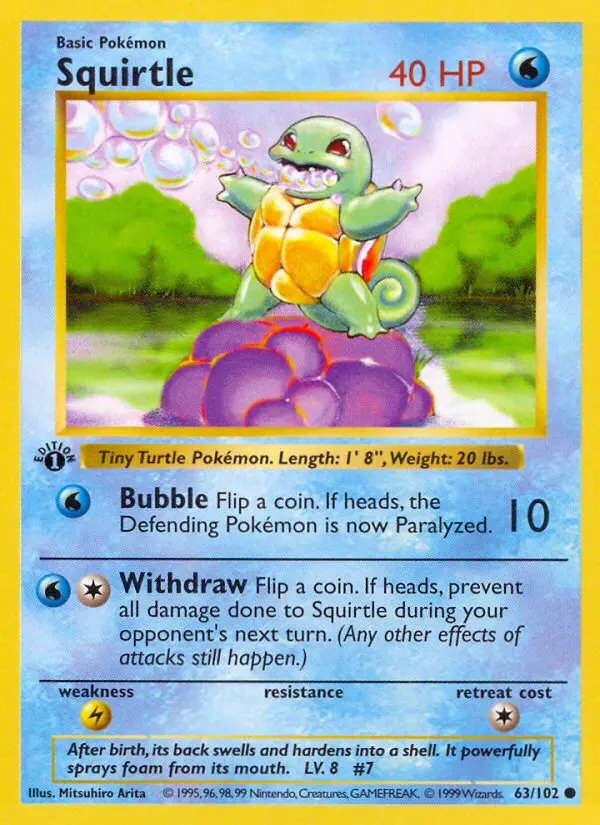 Squirtle Common rarity Base Set Pokémon card price — $6.08