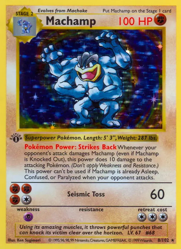 Machamp Rare rarity Base Set Pokémon card price — $10.70