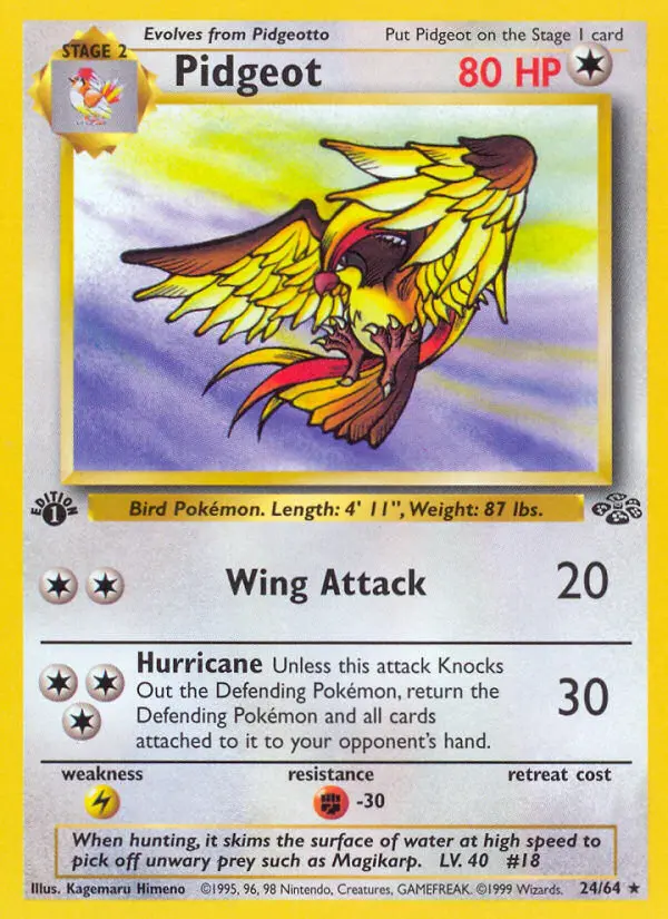 Pidgeot Rare rarity Jungle Pokémon card price — $20.57