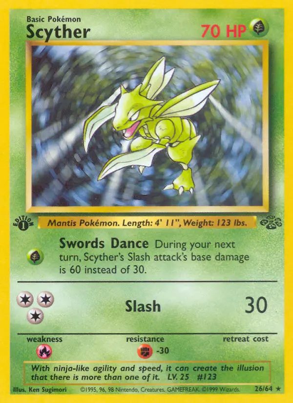 Scyther Rare rarity Jungle Pokémon card price — $30.57
