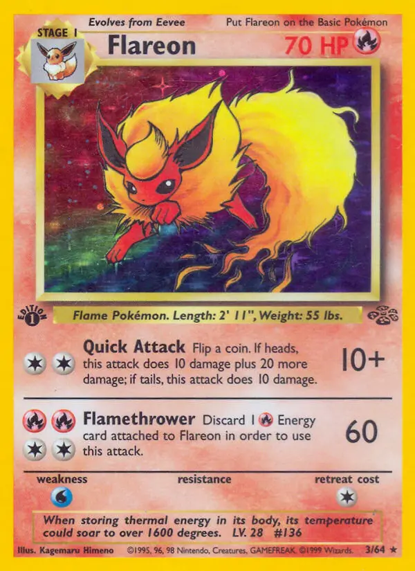 Flareon Rare rarity Jungle Pokémon card price — $143.56
