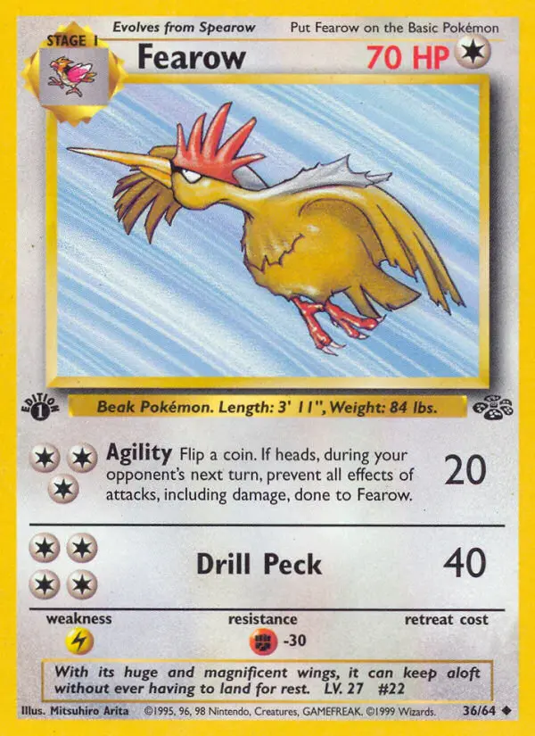 Fearow Uncommon rarity Jungle Pokémon card price — $4.34