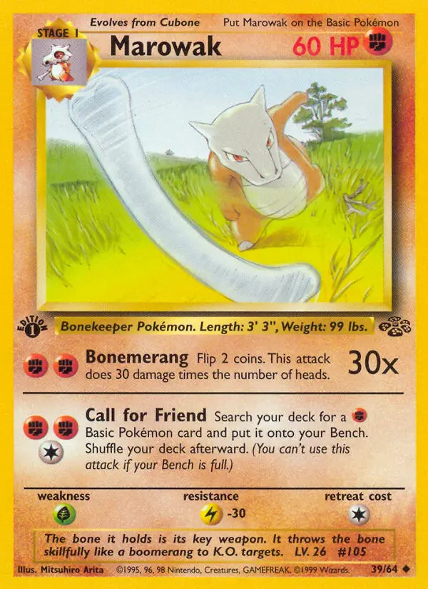 Marowak Uncommon rarity Jungle Pokémon card price — $9.29