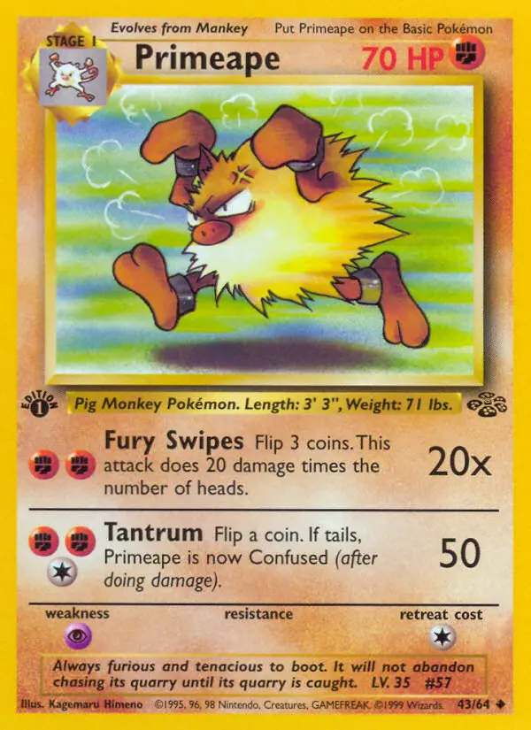 Primeape Uncommon rarity Jungle Pokémon card price — $7.36