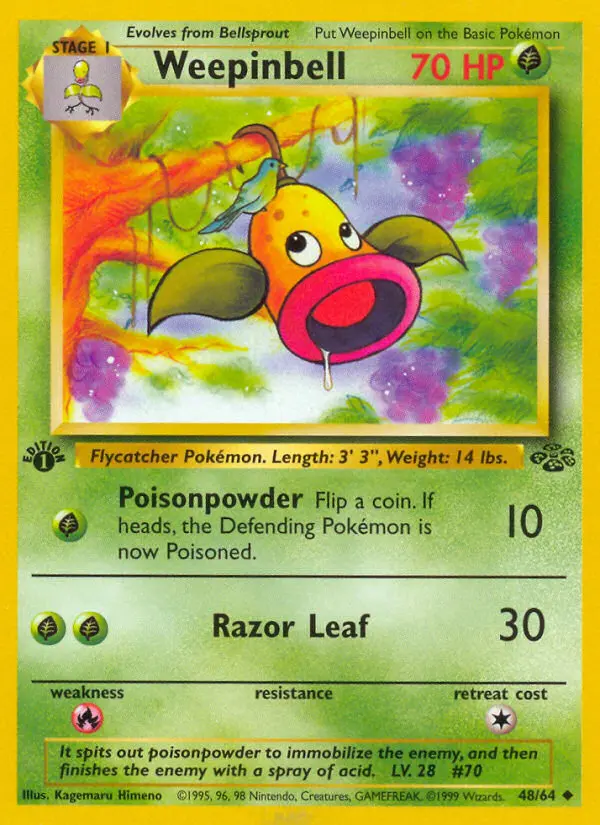 Weepinbell Uncommon rarity Jungle Pokémon card price — $3.68