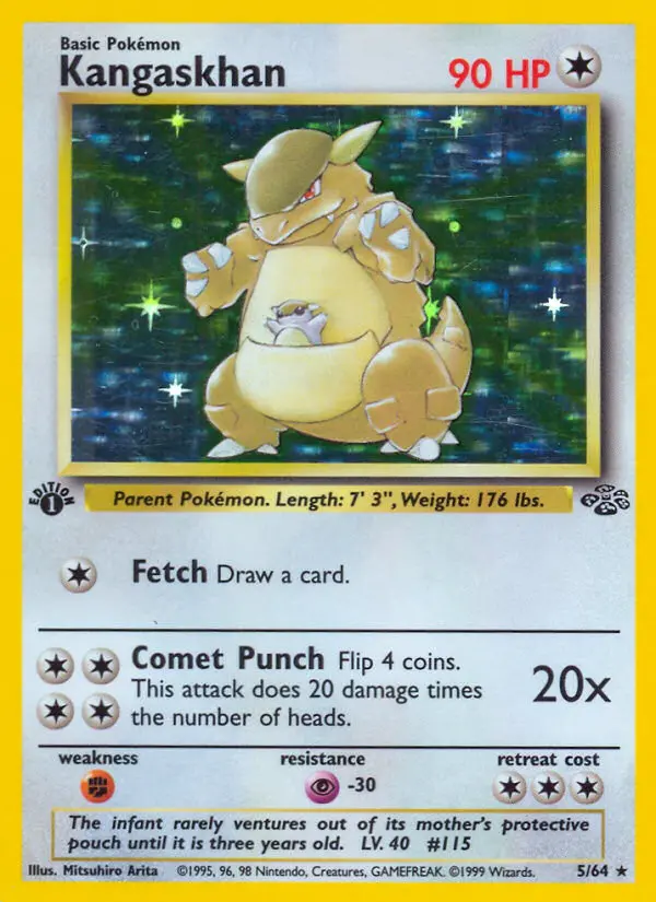 Kangaskhan Rare rarity Jungle Pokémon card price — $80.51