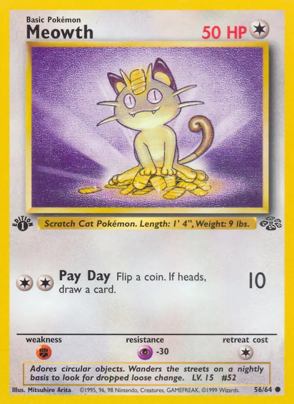 Meowth Common rarity Jungle Pokémon card price — $6.53