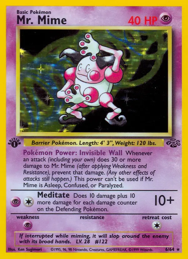 Mr. Mime Rare rarity Jungle Pokémon card price — $121.37