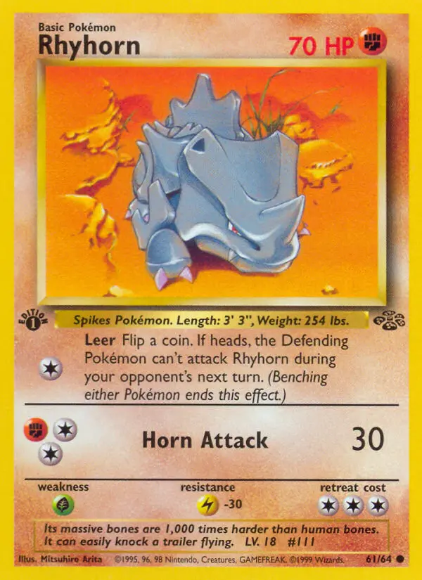 Rhyhorn Common rarity Jungle Pokémon card price — $4.45