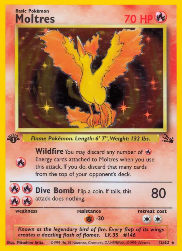 Moltres Rare rarity Fossil Pokémon card price — $184.95