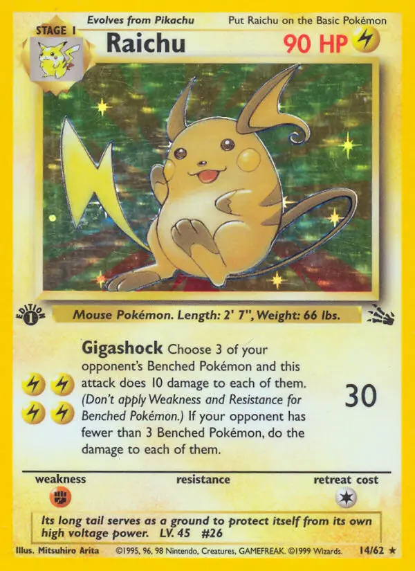 Raichu Rare rarity Fossil Pokémon card price — $118.63