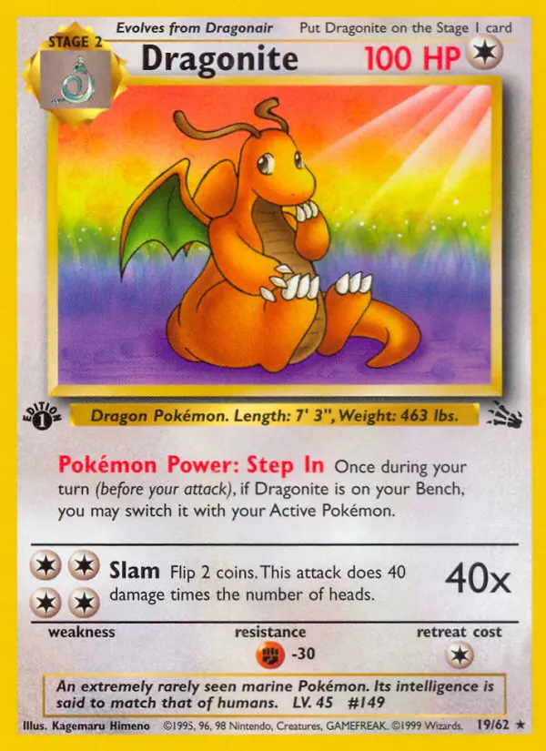 Dragonite Rare rarity Fossil Pokémon card price — $103.94