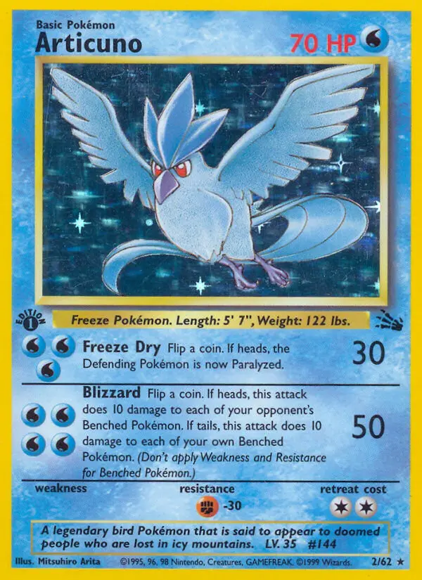 Articuno Rare rarity Fossil Pokémon card price — $202.49