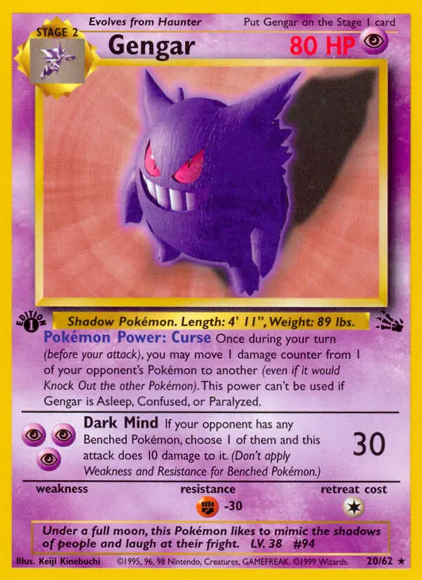Gengar Rare rarity Fossil Pokémon card price — $90.66