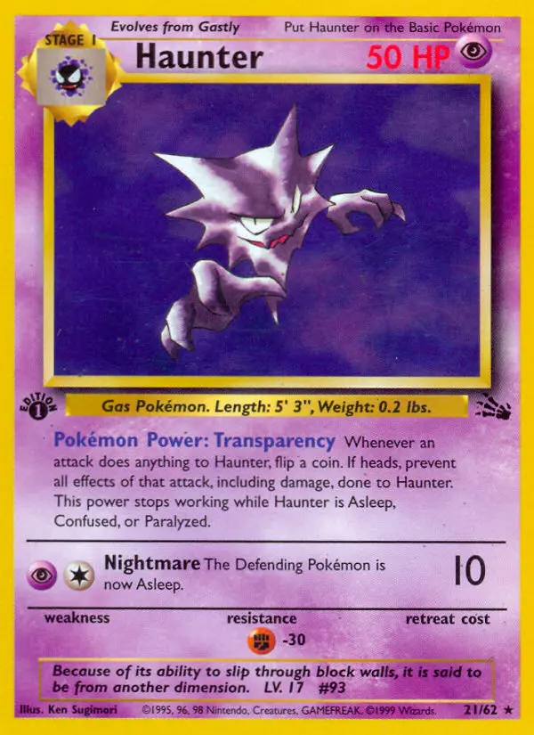Haunter Rare rarity Fossil Pokémon card price — $22.61