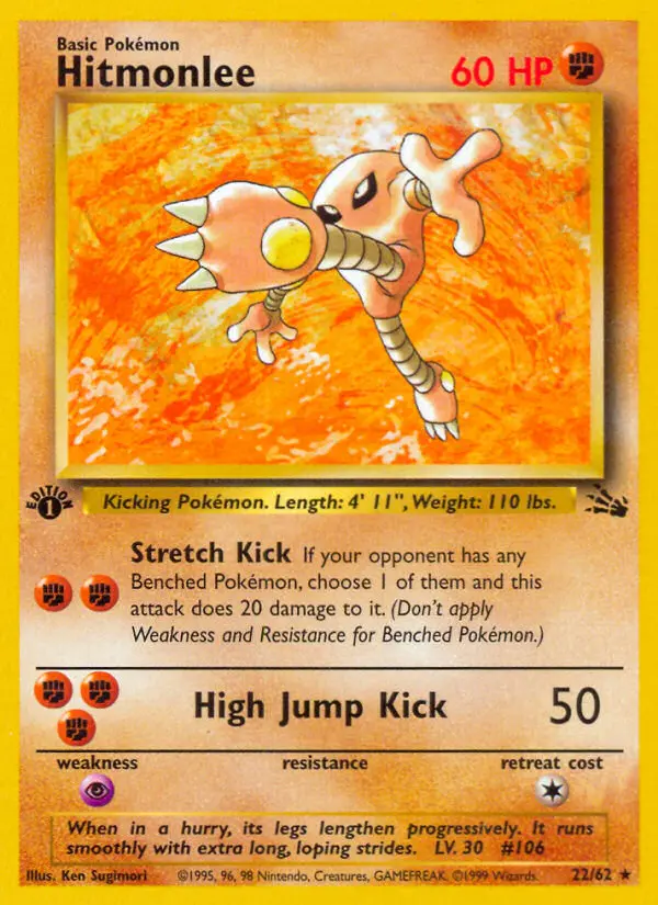 Hitmonlee Rare rarity Fossil Pokémon card price — $13.46