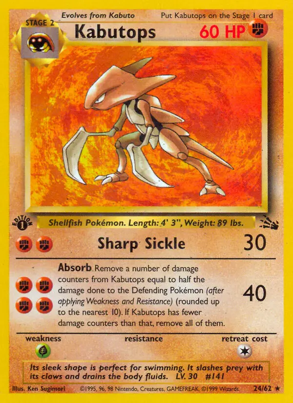 Kabutops Rare rarity Fossil Pokémon card price — $22.07