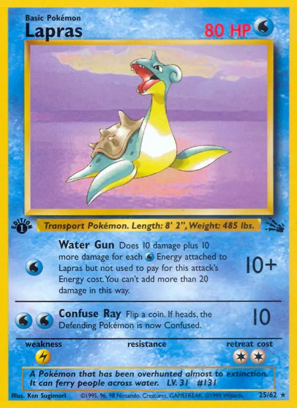 Lapras Rare rarity Fossil Pokémon card price — $24.16