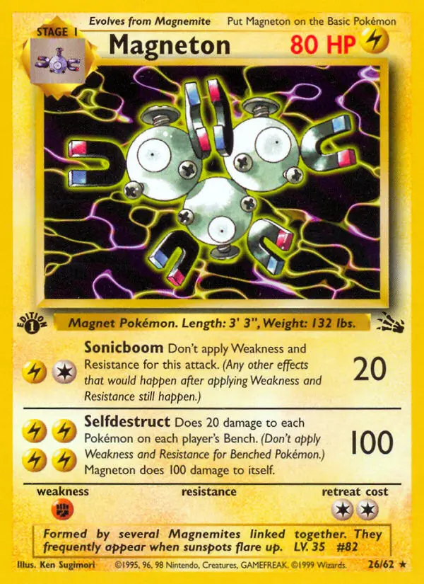 Magneton Rare rarity Fossil Pokémon card price — $13.58