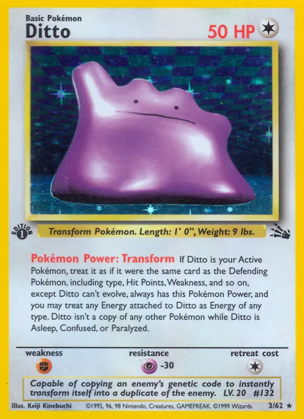 Ditto Rare rarity Fossil Pokémon card price — $112.01