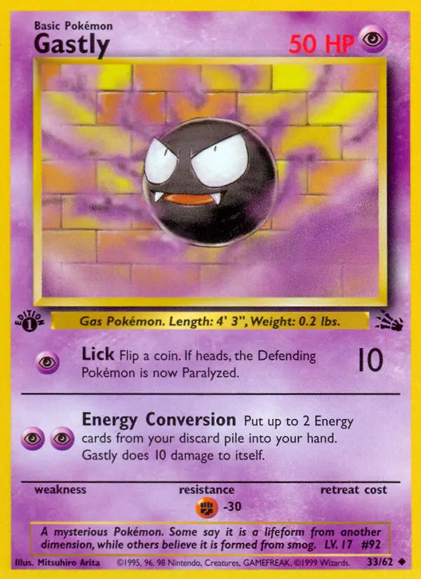 Gastly Uncommon rarity Fossil Pokémon card price — $7.98