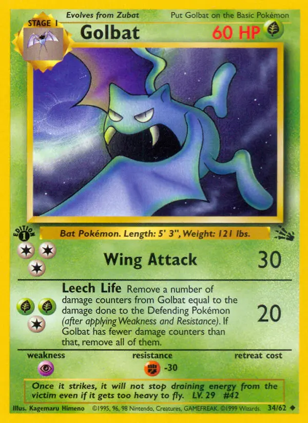 Golbat Uncommon rarity Fossil Pokémon card price — $5.50
