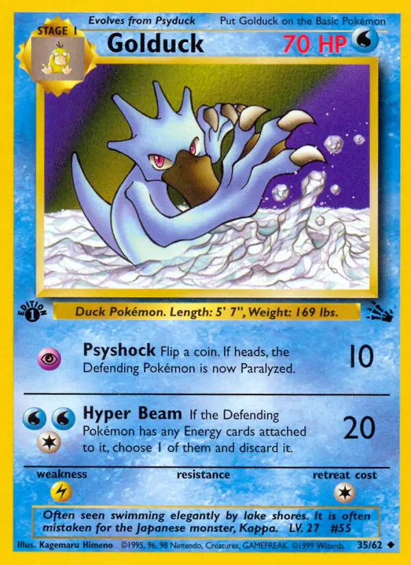 Golduck Uncommon rarity Fossil Pokémon card price — $6.45
