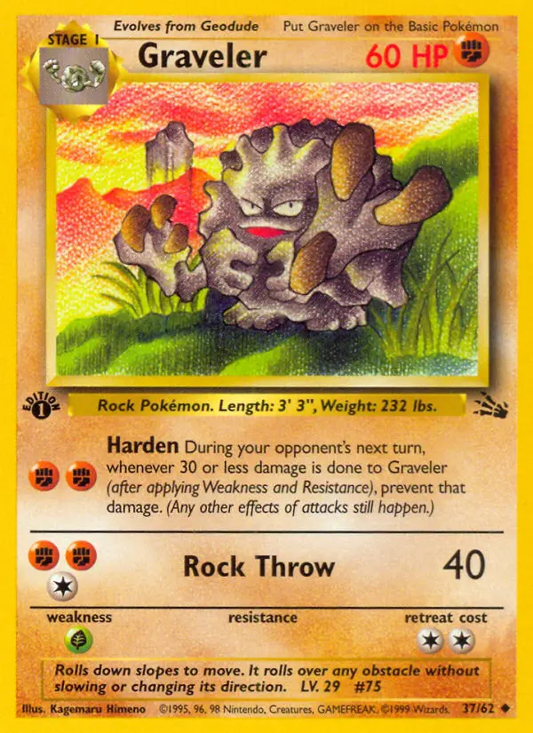 Graveler Uncommon rarity Fossil Pokémon card price — $4.58