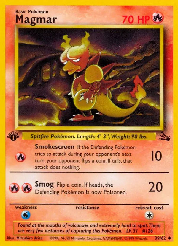 Magmar Uncommon rarity Fossil Pokémon card price — $8.86