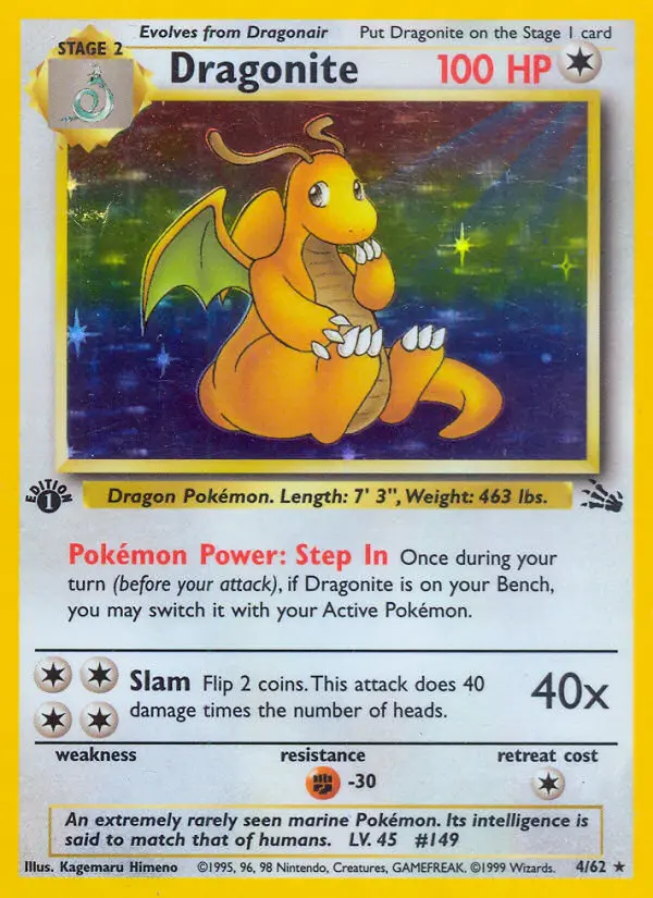 Dragonite Rare rarity Fossil Pokémon card price — $461.75