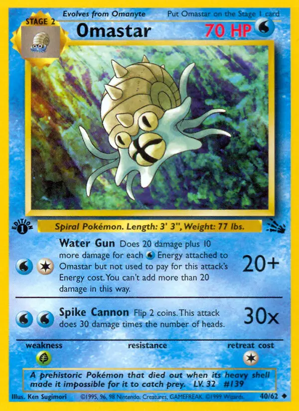 Omastar Uncommon rarity Fossil Pokémon card price — $4.95