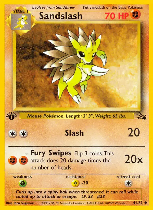 Sandslash Uncommon rarity Fossil Pokémon card price — $7.89