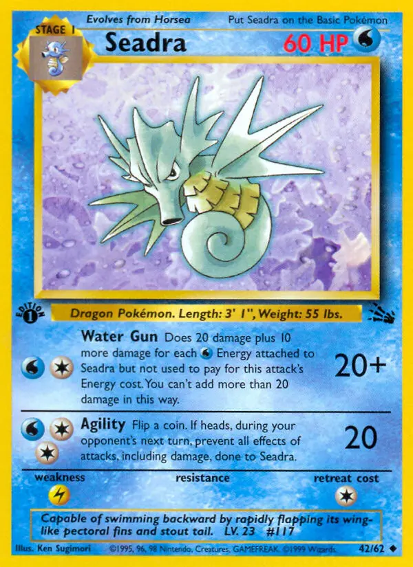 Seadra Uncommon rarity Fossil Pokémon card price — $4.53