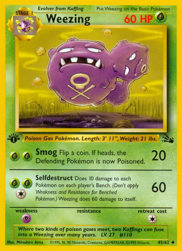 Weezing Uncommon rarity Fossil Pokémon card price — $5.53