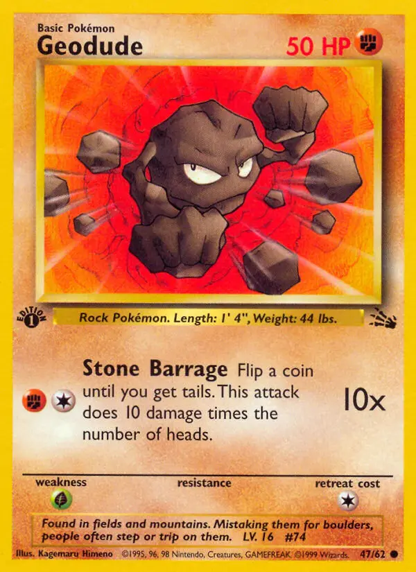 Geodude Common rarity Fossil Pokémon card price — $3.16