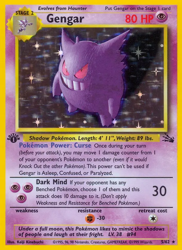 Gengar Rare rarity Fossil Pokémon card price — $315.25