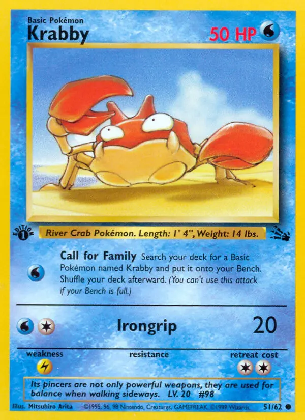 Krabby Common rarity Fossil Pokémon card price — $1.96
