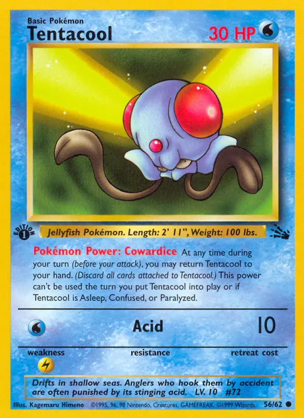 Tentacool Common rarity Fossil Pokémon card price — $1.68